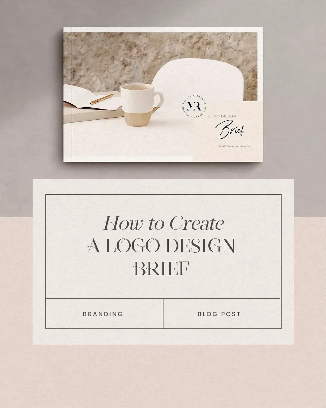 Designer reviewing a logo design brief at a studio desk